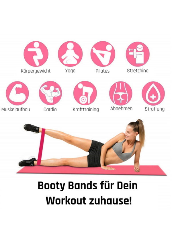 Booty Bands /  5 Fitnessbänder in versch. Stärken (Peachy Edition)