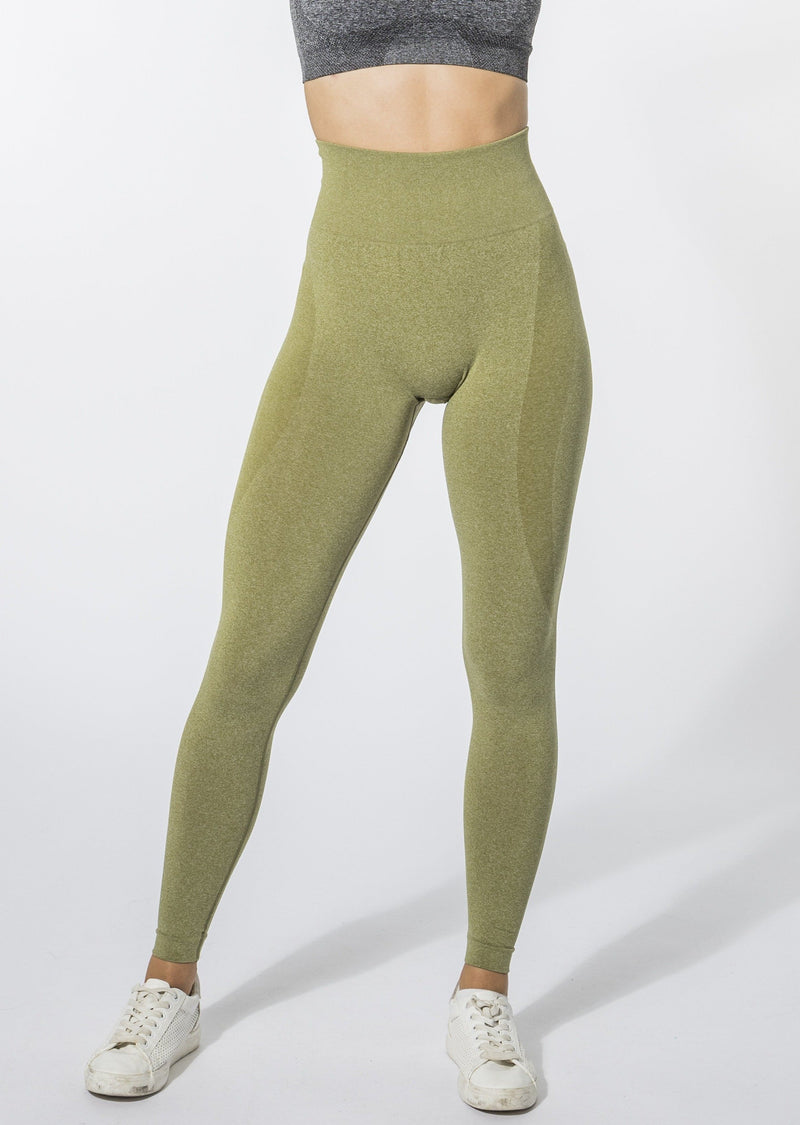 Made by Johnny Women's Peached Front Seamless Leggings with Inner Pocket  Full-Length Yoga Pants XS SMOKY_GREEN