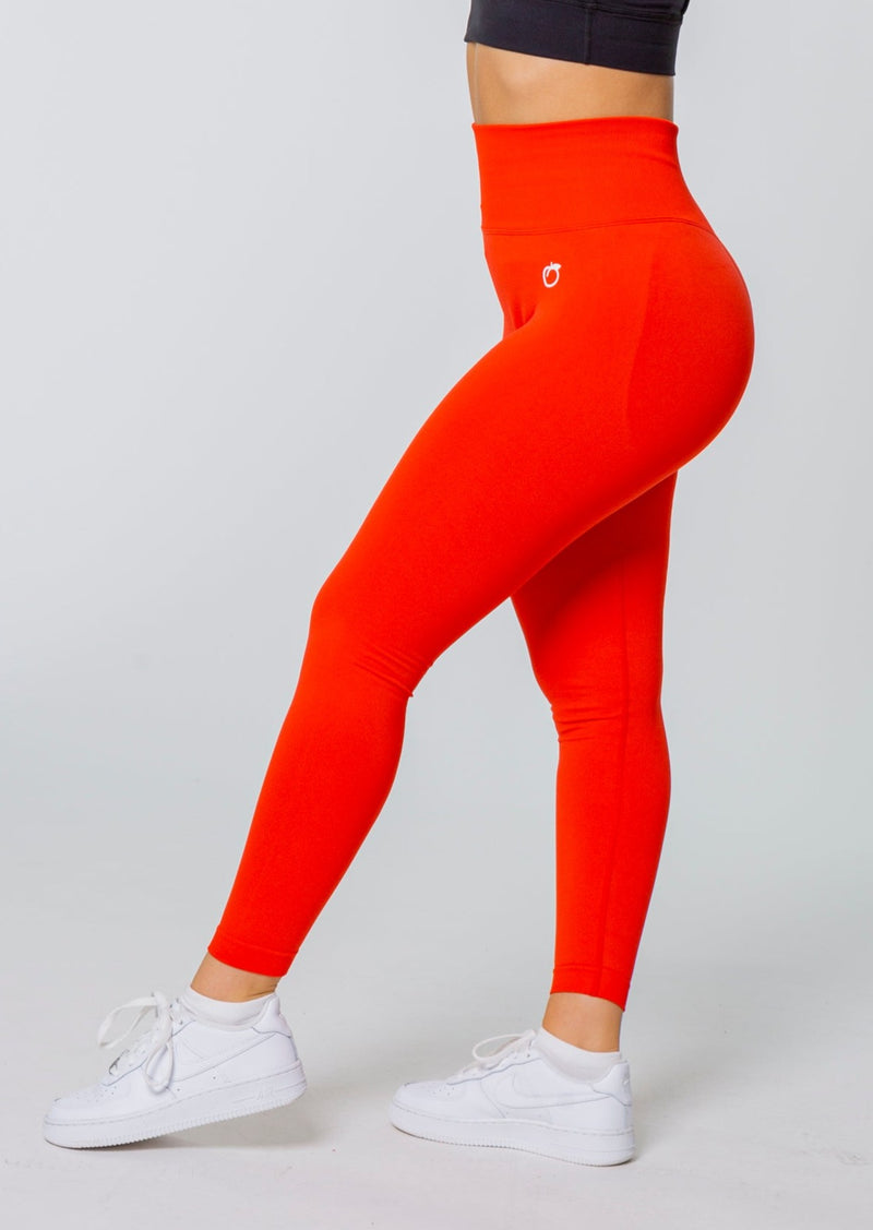 Luxe Flare Scrunch Leggings (Red Orange) – Shop Peachy Bunz