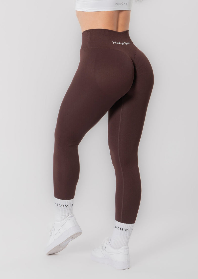 Leggings con vita a V e arricciatura