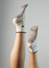 Pilates Socks - Vanilla Heart Ruffle
